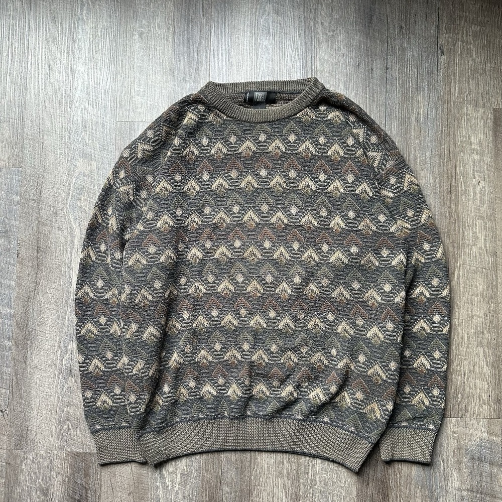 Vintage COOGI Biggie style TSR Sweater Mens L Geometric‎ Abstract Print  EXC++